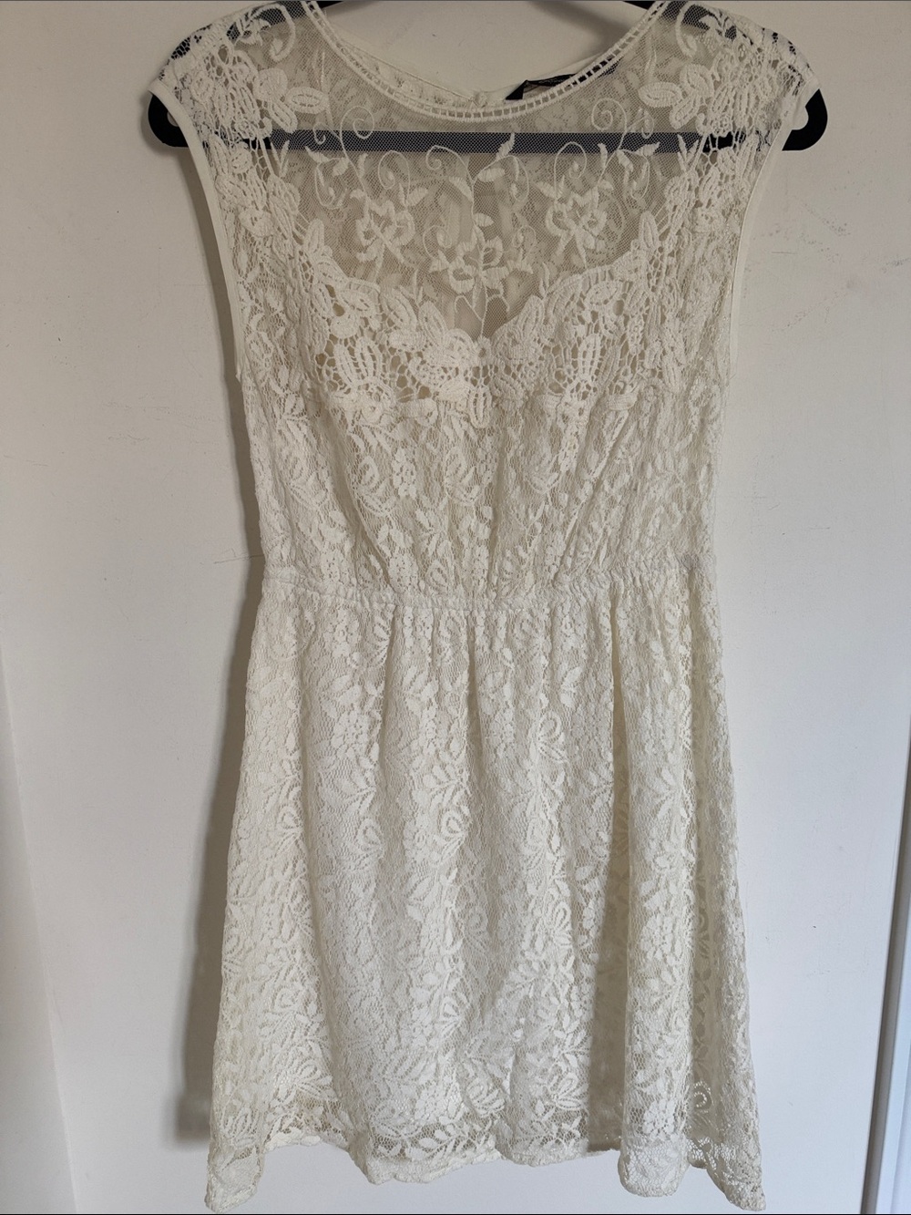 Zara White Lace Cap-Sleeve Dress